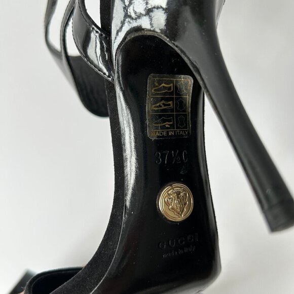 GUCCI VINTAGE SS08 BLACK SUEDE SANDALS SIZE 37.5 - Picture 8 of 9